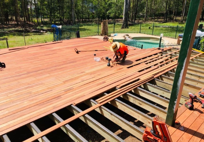 A man building a new deck